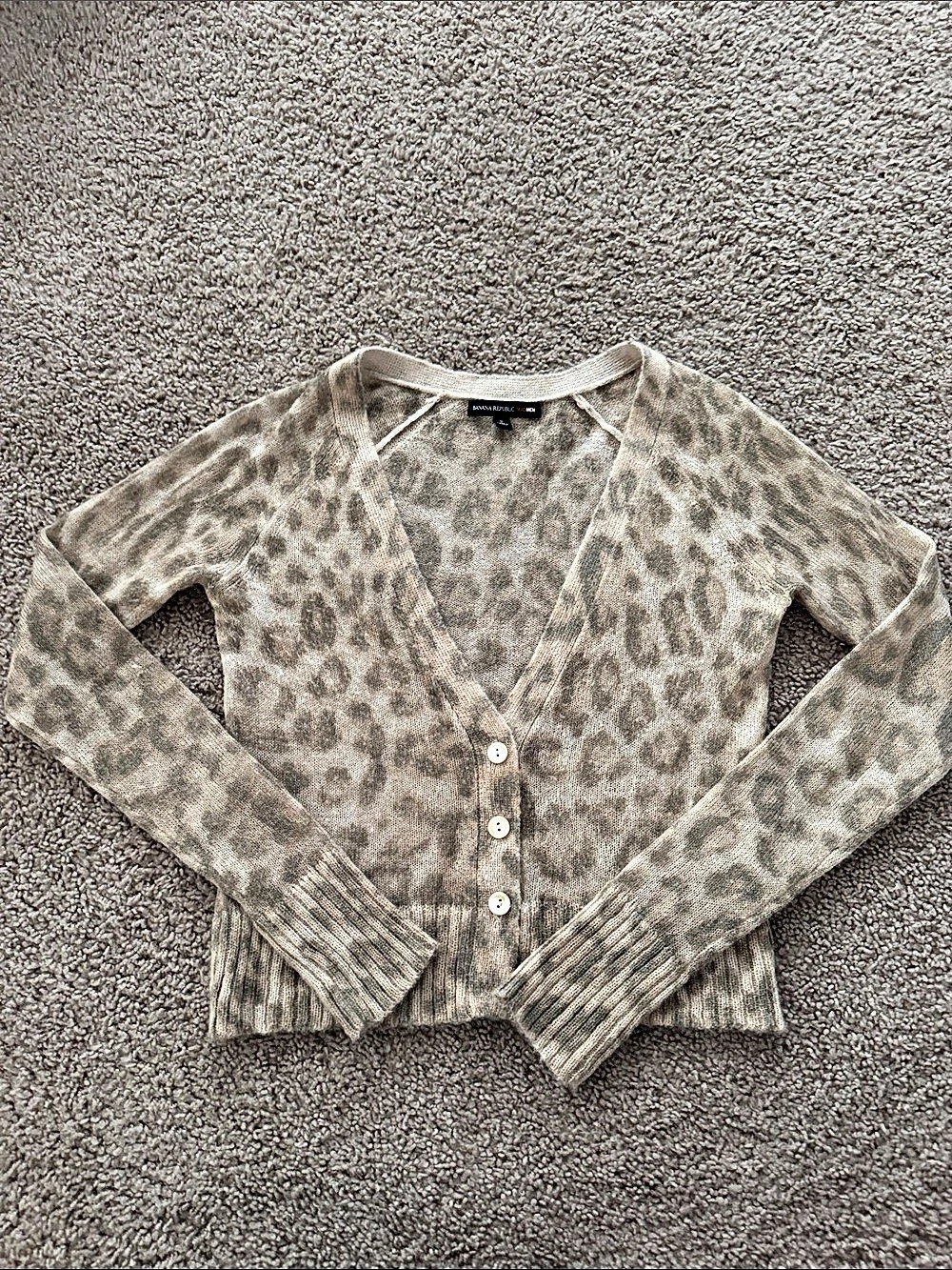Banana Republic Mad Men Leopard Print Wool Mohair Cardigan Small